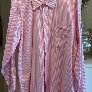 Vineyard Vines Pink & White Striped Dress Shirt